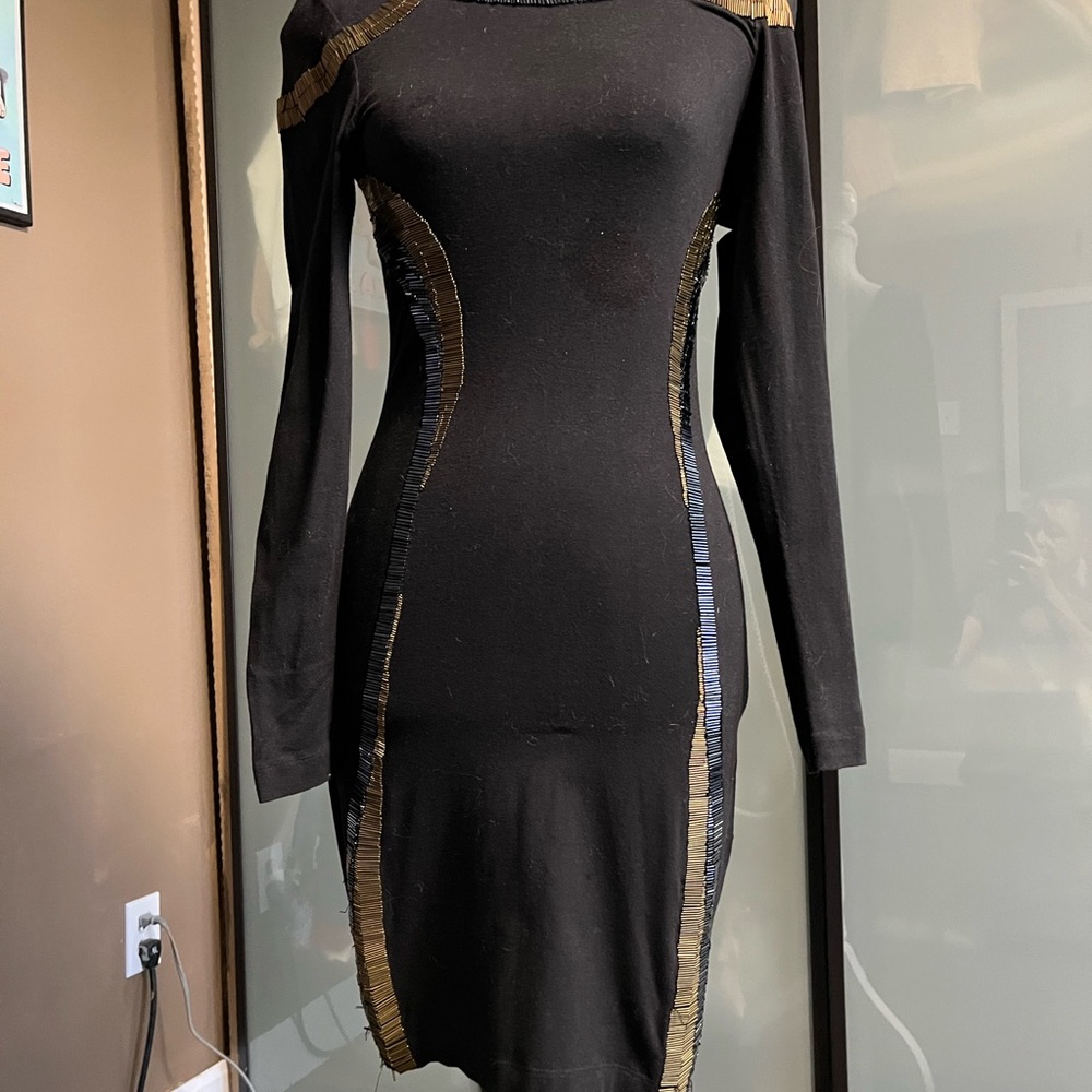 Jewels Black Dress with Gold and Silver Accents